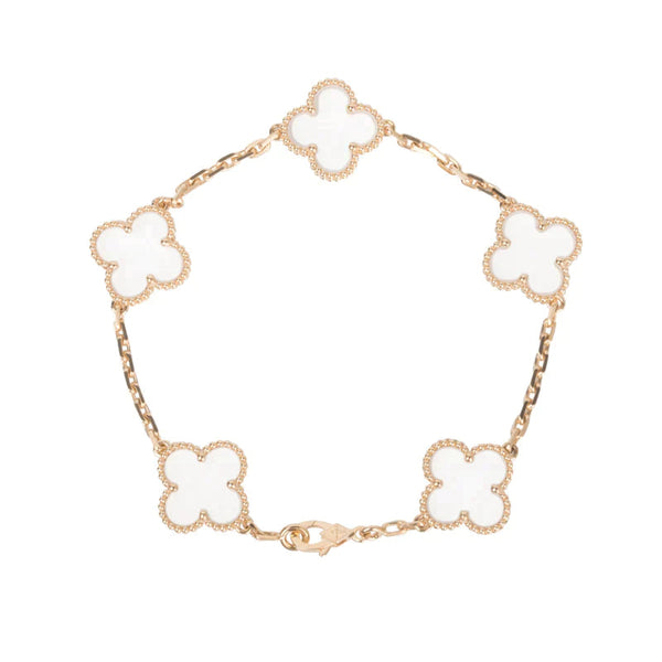 ˇGilded EraˇCLOVER 5 MOTIF ROCK CRYSTAL BRACELET