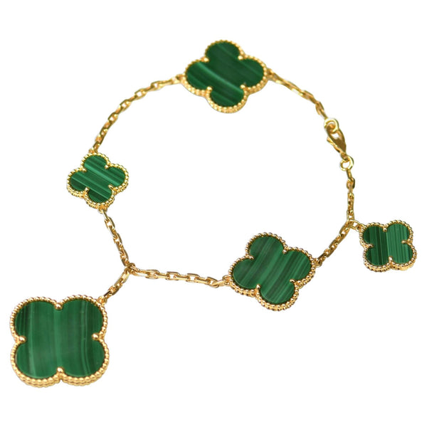ˇGilded EraˇMAGIC CLOVER MALACHITE BRACELET 5 MOTIFS