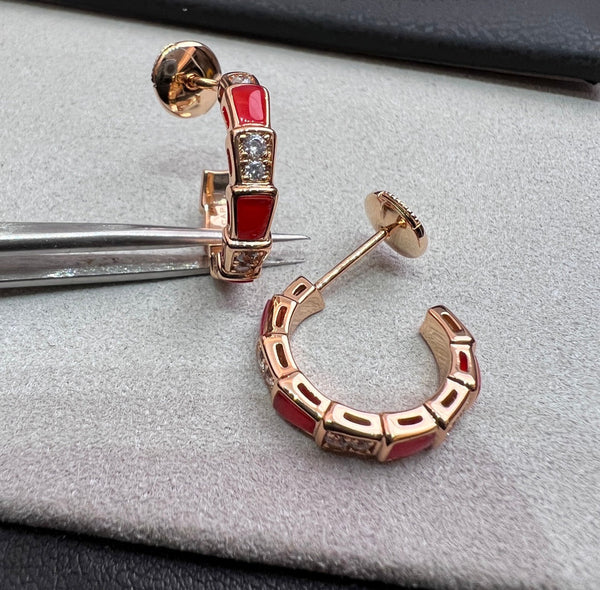 ˇGilded EraˇSERPENTI CARNELIAN PINK GOLD EARRINGS