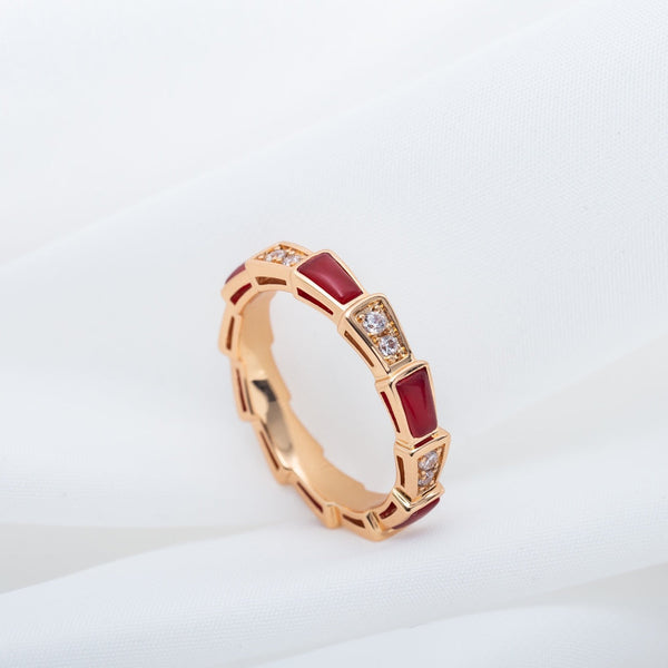 ˇGilded EraˇSERPENTI RING PINK GOLD CARNELIAN DIAMOND 3MM