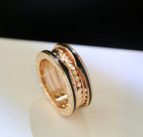 ˇGilded EraˇZERO 1 PINK GOLD BLACK CERAMIC RING