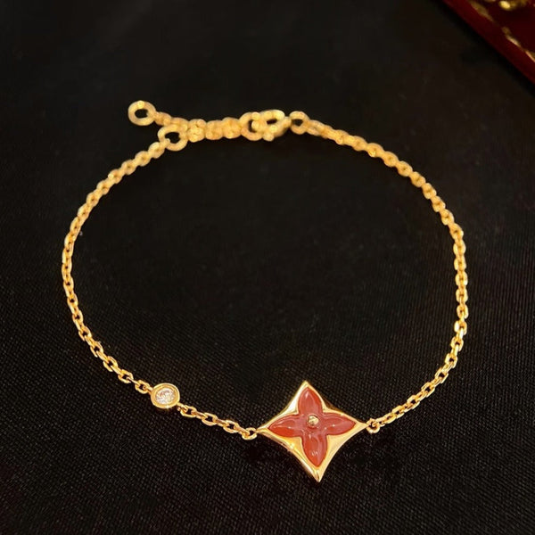 ˇGilded EraˇCOLOR STAR CARNELIAN PINK GOLD DIAMOND BRACELET