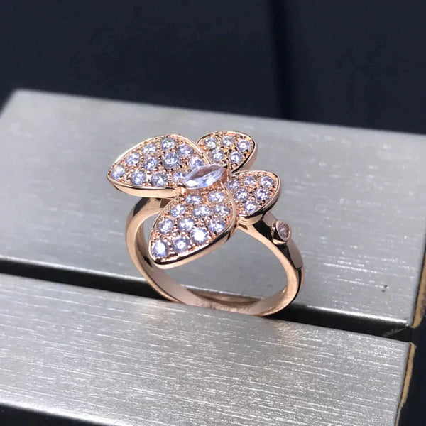 ˇGilded EraˇBUTTERFLY PINK GOLD DIAMOND RING