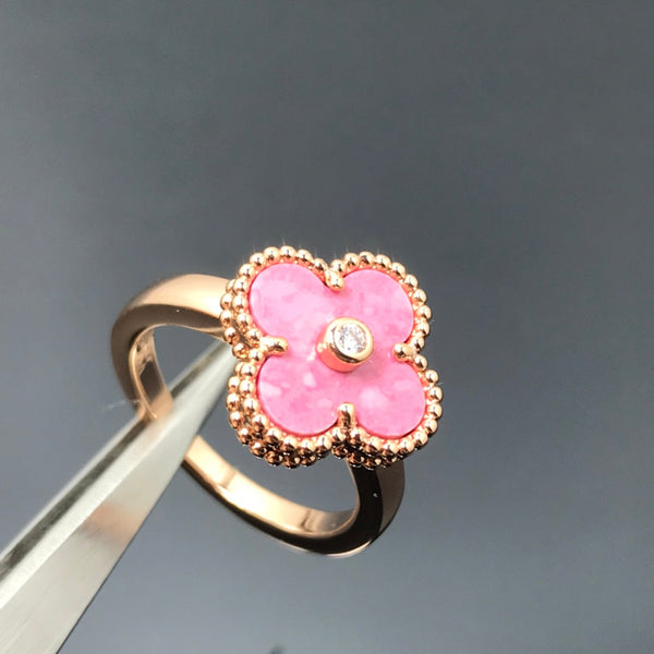 ˇGilded EraˇCLOVER RHODONITE ROSE GOLD RING