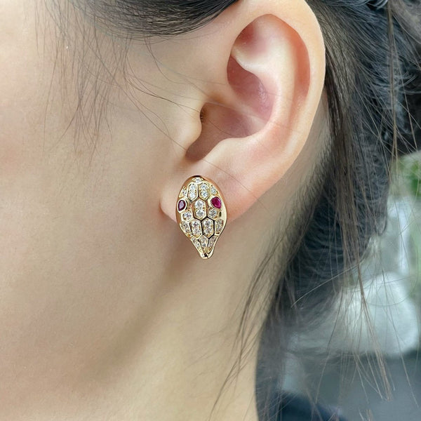 ˇGilded EraˇSERPENT DIAMOND STUD EARRINGS