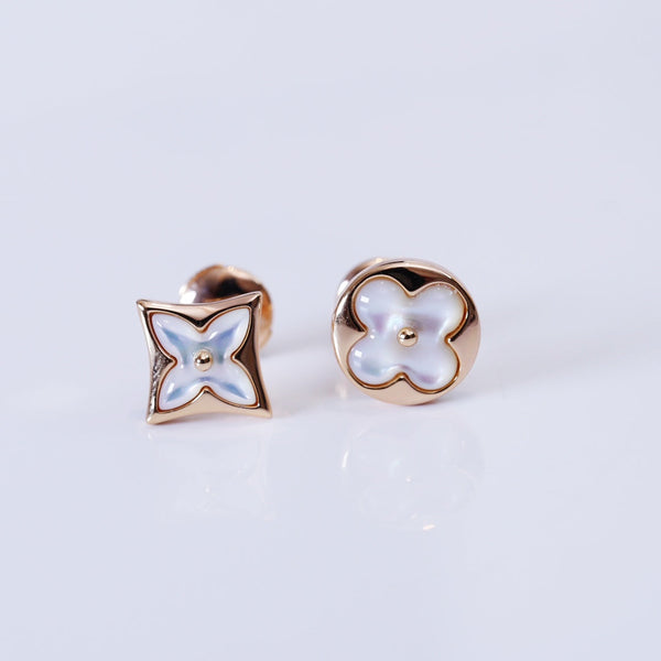 ˇGilded EraˇSTAR AND SUN PINK GOLD MOP STUD EARRINGS