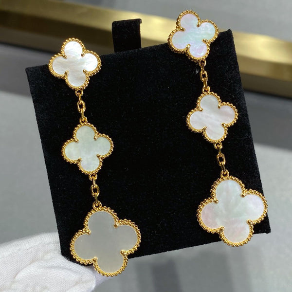 ˇGilded EraˇCLOVER MOP 3 MOTIFS GOLD EARRINGS