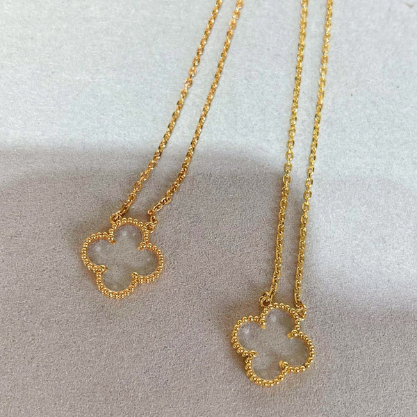 ˇGilded EraˇCLOVER ROCK CRYSTAL ROSE GOLD NECKLACE
