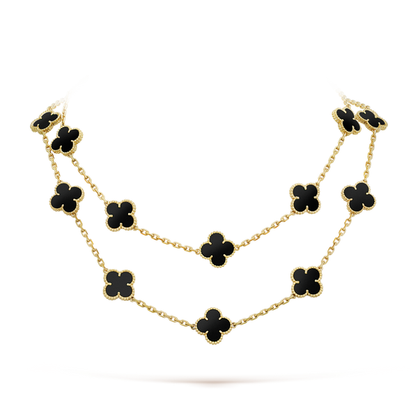 ˇGilded EraˇCLOVER 20 MOTIFS ONYX NECKLACE