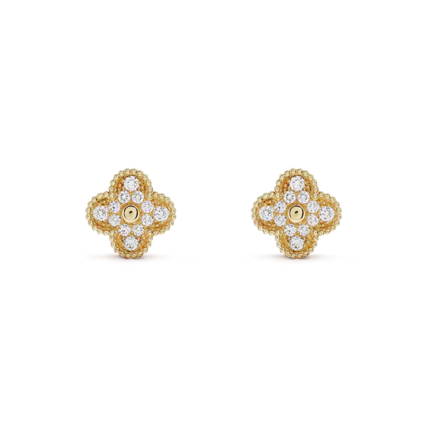 ˇGilded EraˇCLOVER MEDIUM 1 MOTIFS FUll DIAMOND EARRINGS