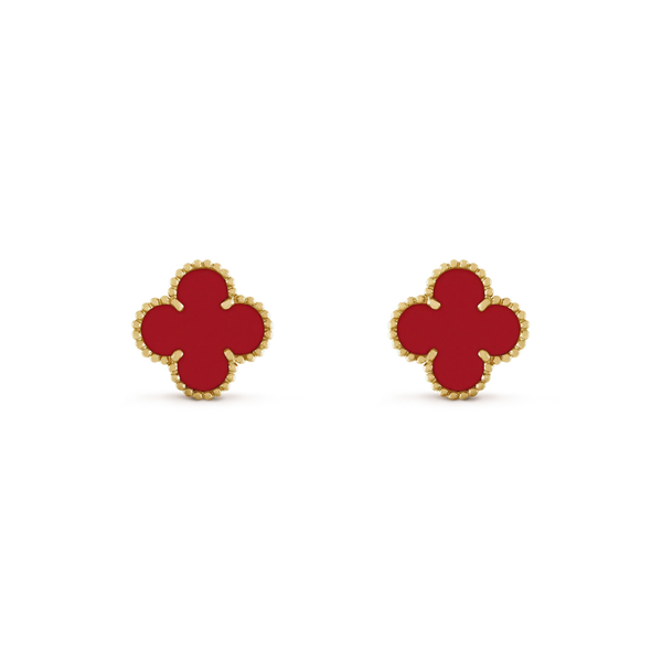 ˇGilded EraˇCLOVER MINI 9.5MM CARNELIAN EARRINGS