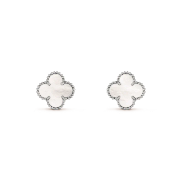 ˇGilded EraˇCLOVER MEDIUM 1 MOTIFS  WHITE MOP EARRINGS SILVER