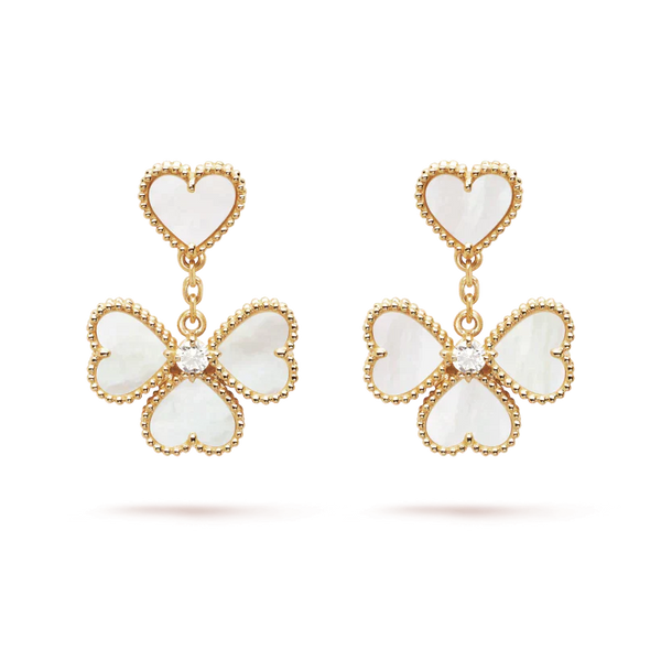ˇGilded EraˇCLOVER SWEET WHITE MOP EARRINGS