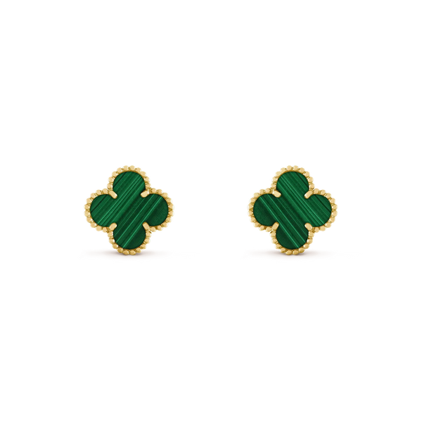 ˇGilded EraˇCLOVER MEDIUM 1 MOTIFS MALACHITE  EARRINGS