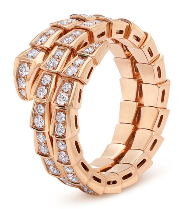 ˇGilded EraˇSERPENTI RING PINK GOLD DIAMOND DOUBLE ROW