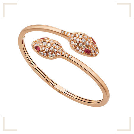 ˇGilded EraˇSERPENTI BRACELET PINK GOLD DIAMOND DOUBLE SNAKE