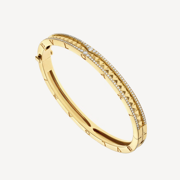 ˇGilded EraˇZERO 1 SPIRAL AND PAVED DIAMOND GOLD BRACELET