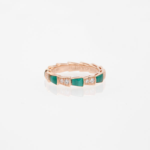 ˇGilded EraˇSERPENTI RING PINK GOLD MALACHITE DIAMOND 3MM