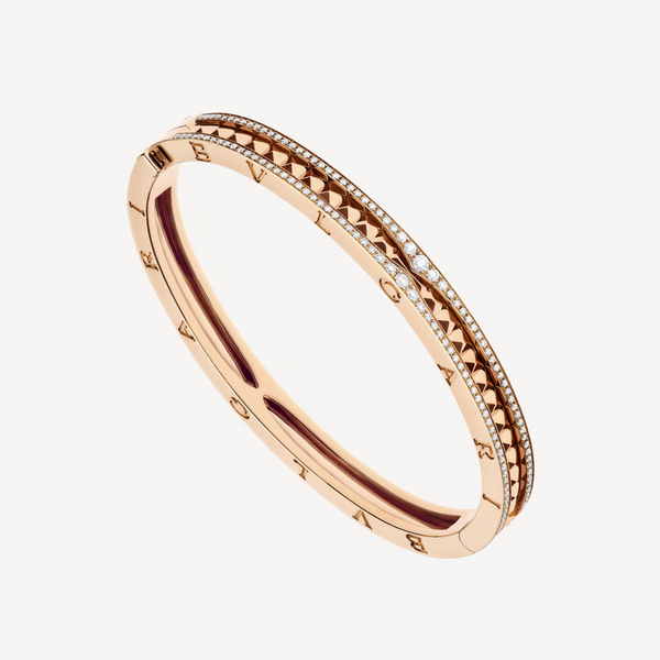 ˇGilded EraˇZERO 1 SPIRAL AND PAVED DIAMOND PINK GOLD BRACELET