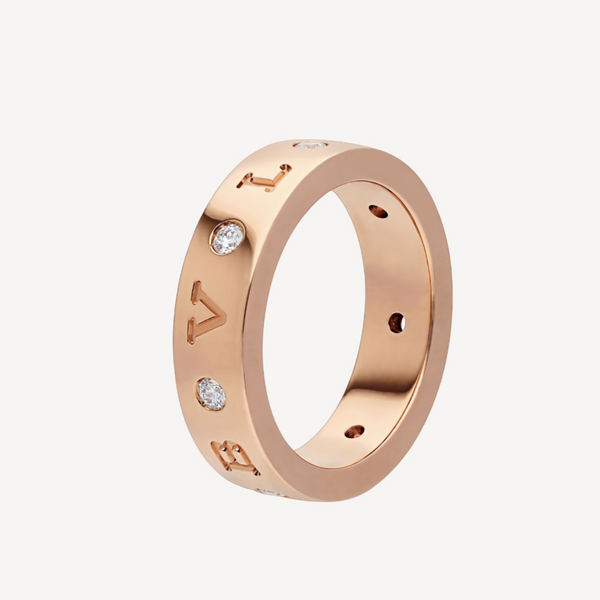 ˇGilded EraˇZERO 1 ESSENTIAL PINK GOLD BAND WITH DIAMONDS RING