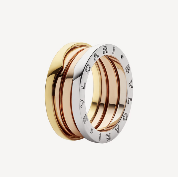 ˇGilded EraˇZERO 1 THREE-BAND ROSE WHITE AND YELLOW RING