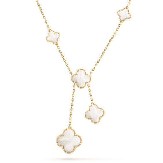 ˇGilded EraˇCLOVER MOTHER OF PEARL NECKLACE 6 MOTIF