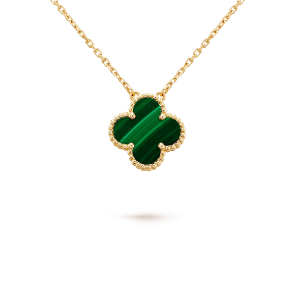 ˇGilded EraˇCLOVER 15MM MALACHITE SINGLE FLOWER  NECKLACE