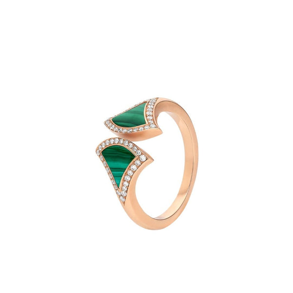 ˇGilded EraˇDREAM MALACHITE DIAMOND OPEN RING