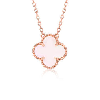 ˇGilded EraˇCLOVER 15MM PINK MOTHER-OF-PEARL SINGLE FLOWER NECKLACE