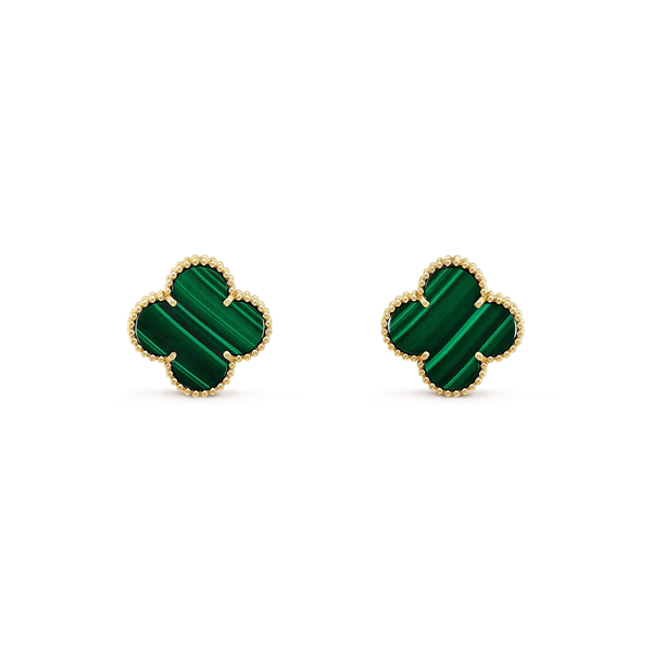 ˇGilded EraˇCLOVER MINI 9.5MM MALACHITE  EARRINGS
