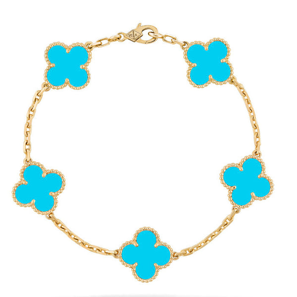 ˇGilded EraˇCLOVER 5 MOTIFS TURQUOISE BRACELET