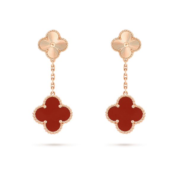 ˇGilded EraˇCLOVER 2 MOTIF  LASER CARNELIAN EARRINGS