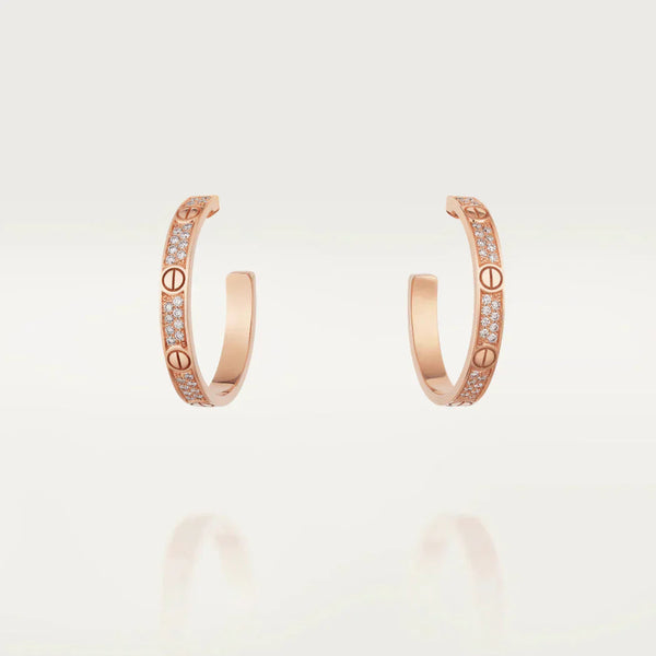 ˇGilded EraˇLOVE DIAMOND PINK GOLD HOOP EARRINGS