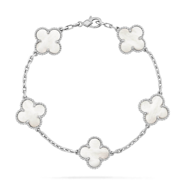 ˇGilded EraˇCLOVER SILVER MOP 5 MOTIF BRACELET
