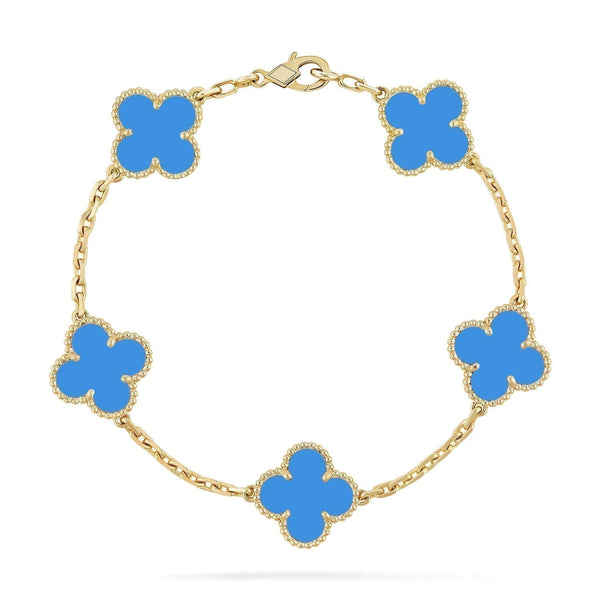 ˇGilded EraˇCLOVER 5 MOTIFS BLUE AGATE BRACELET