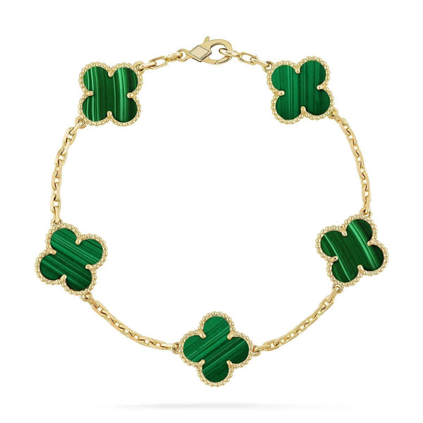 ˇGilded EraˇCLOVER 5 MOTIFS MALACHITE BRACELET
