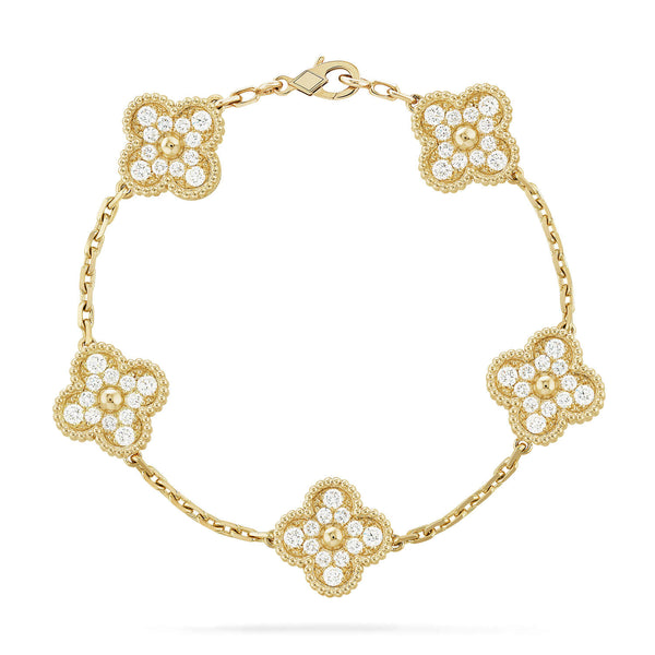 ˇGilded EraˇCLOVER 5 MOTIFS  FULL DIAMOND BRACELET