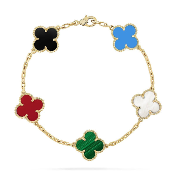 ˇGilded EraˇCLOVER 5 MOTIFS MULTICOLOR  BRACELET
