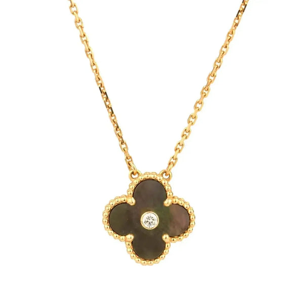 ˇGilded EraˇCLOVER 15MM DIAMOND AND MOTHER-OF-GREY NECKLACE