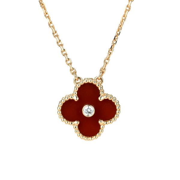 ˇGilded EraˇCLOVER 15MM DIAMOND CARNELIAN NECKLACE