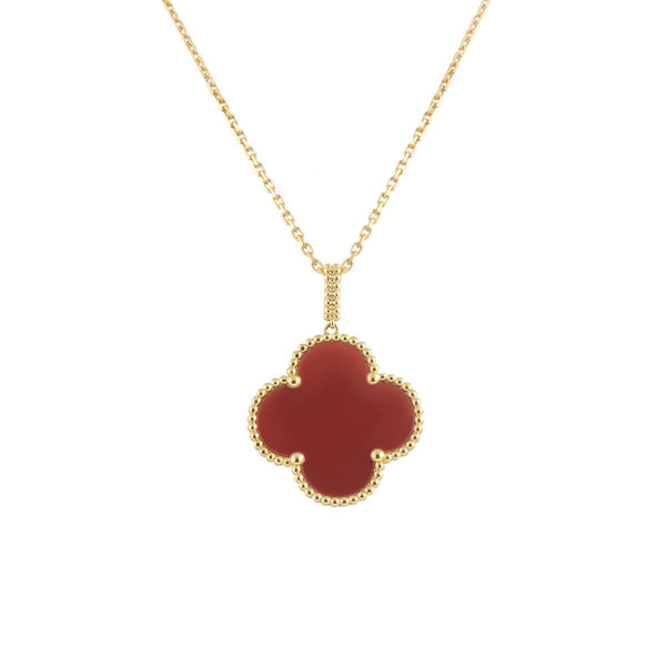 ˇGilded EraˇCLOVER 25MM NECKLACE GOLD CARNELIAN