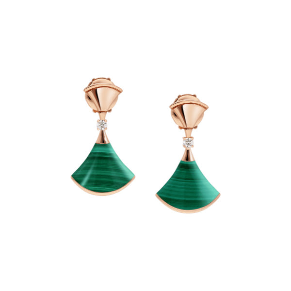 ˇGilded EraˇDREAM MALACHITE PINK GOLD EARRINGS