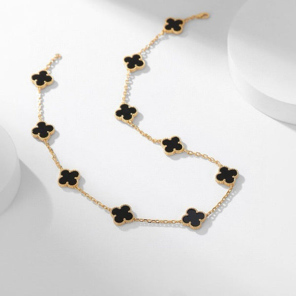 ˇGilded EraˇCLOVER 10 MOTIFS ONYX NECKLACE