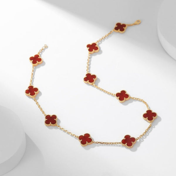 ˇGilded EraˇCLOVER 10 MOTIFS CARNELIAN NECKLACE