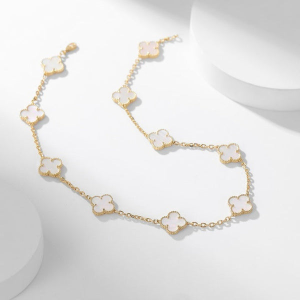 ˇGilded EraˇCLOVER 10 MOTIFS WHITE MOTHER OF PEARL NECKLACE