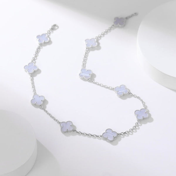 ˇGilded EraˇCLOVER 10 MOTIFS PURPLE CHALCEDONY NECKLACE