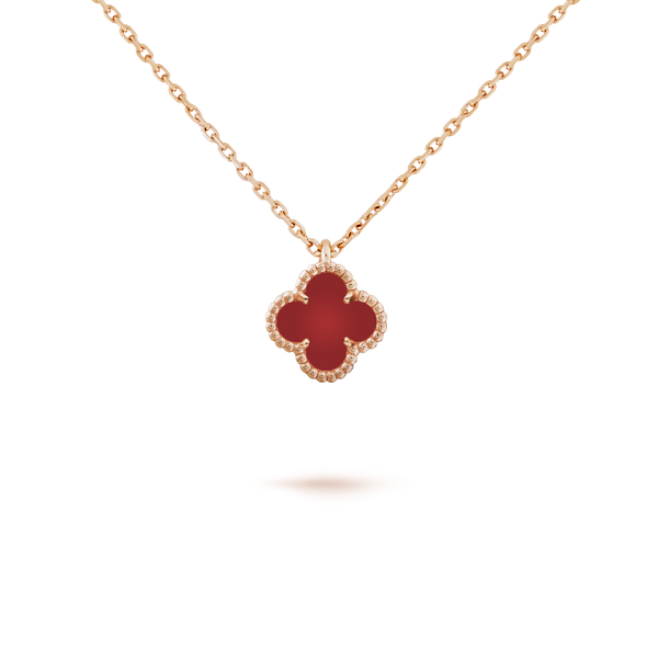 ˇGilded EraˇCLOVER MINI 9.5MM WHITE CARNELIANS NECKLACE