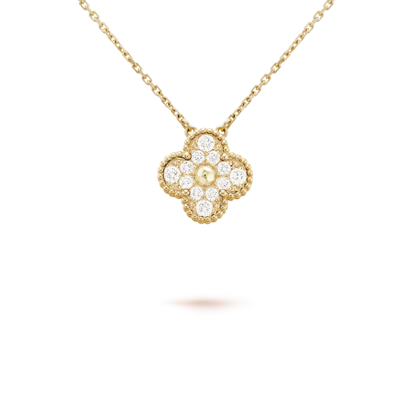 ˇGilded EraˇCLOVER 15MM DIAMOND SINGLE FLOWER NECKLACE