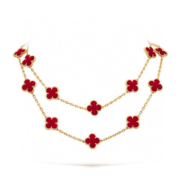 ˇGilded EraˇCLOVER 20 MOTIFS CARNELIAN NECKLACE