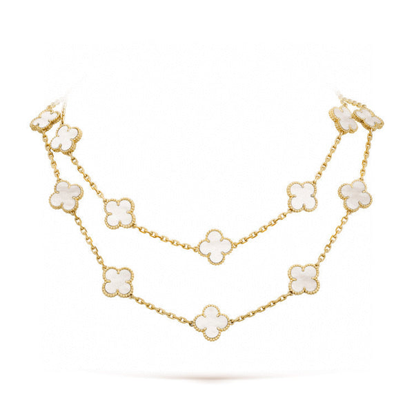 ˇGilded EraˇCLOVER 20 MOTIFS WHITE MOP NECKLACE